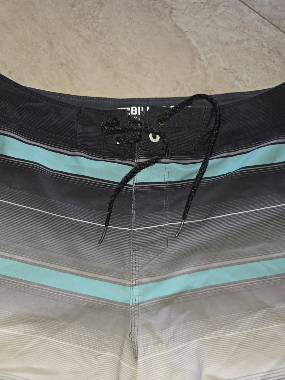 Billabong Men’s Aqua and Gray Stripe Board Shorts
